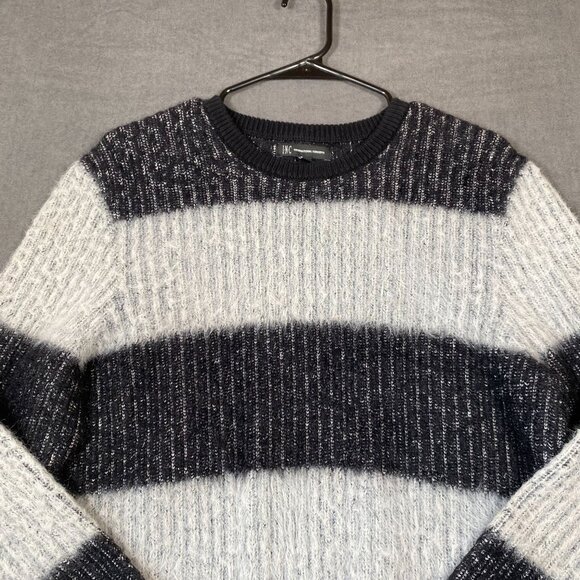 INC Striped Knit Striped Fuzzy Sweater Black & White Cotton Blend Womens size M - Picture 7 of 10